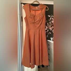 Vintage style peach a-line midi dress